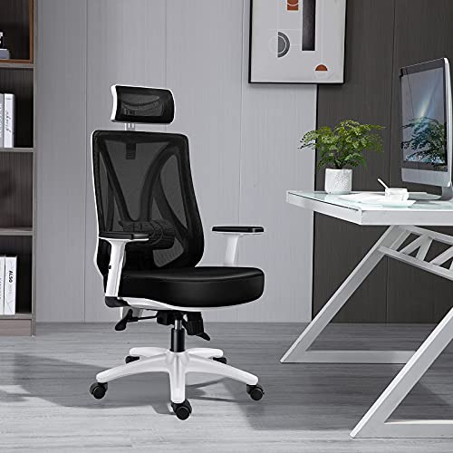 Ergonomic Office Chair High Back Executive Desk Chair Adjustable Comfortable Desk Chair with Headrest，Aarmrests and Lumbar Support | The Storepaperoomates Retail Market - Fast Affordable Shopping
