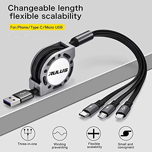 Multi Charging Cable 2Pack 4Ft 3 in 1 Retractable Fast Charging Cord Multi Charger Cable Multi USB Cable with IP/Type C/Micro USB Ports for Cell Phones,IP,Samsung Galaxy,Huawei,LG,HTC,Tablets and More | The Storepaperoomates Retail Market - Fast Affordable Shopping
