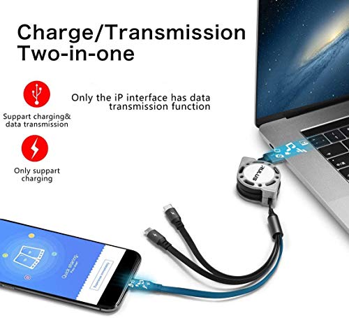 Multi Charging Cable 2Pack 4Ft 3 in 1 Retractable Fast Charging Cord Multi Charger Cable Multi USB Cable with IP/Type C/Micro USB Ports for Cell Phones,IP,Samsung Galaxy,Huawei,LG,HTC,Tablets and More | The Storepaperoomates Retail Market - Fast Affordable Shopping