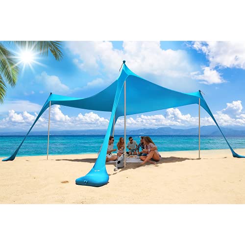 Thelord Pop Up Beach Tent Beach Sun Shelters for 5-6 People Beach Shade with 4 Aluminum Poles UPF 50+ Protection Beach Canopy for Camping, Fishing, Backyard, Bench (10x10ft, Turquoise) | The Storepaperoomates Retail Market - Fast Affordable Shopping