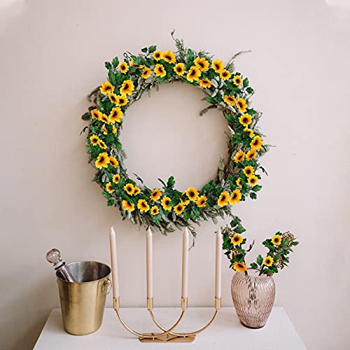 4Pcs 33FT Artificial Sunflower Green Leaves Vines, Hanging Sun Flower Garland Fake Foliage, Plant Leaves Yellow Flowers String Vine for Wedding Table Home Birthday Party Kitchen Garden Decor (B) | The Storepaperoomates Retail Market - Fast Affordable Shopping