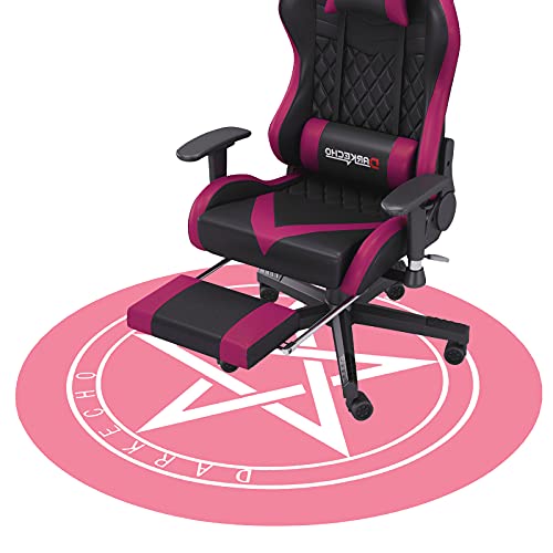 Darkecho Gaming Chair Mat,Anime Office Chair Mat for Carpeted and Hardwood Floor,39 Inch Round Pentagram Floor Mats for Office Chair Desk Chair,Anti Slip Floor Protector for Rolling Chair,Pink
