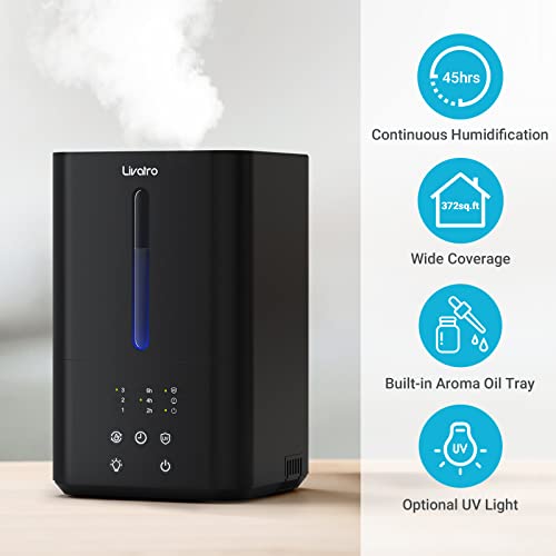 Livatro 4.5L Top Fill Humidifiers for Bedroom Large Room Home, Cool Mist Air Diffuser with Essential Oil Tray, Ultrasonic Quiet and Night Light, Timer, Auto-Shut Off, Black | The Storepaperoomates Retail Market - Fast Affordable Shopping