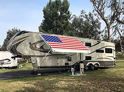 Leaveshade RV Awning Fabric Replacement Camper Trailer Awning Fabric Super Heavy Vinyl Coated Polyester 16’3”(Fit for 17′ Awning)-USA Flag (Custom Looking) | The Storepaperoomates Retail Market - Fast Affordable Shopping