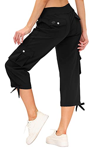MoFiz Women’s Hiking Capris Pants Lightweight Quick Dry Running Athletic Casual Outdoor Cargo Pants for Women Pockets Black M | The Storepaperoomates Retail Market - Fast Affordable Shopping