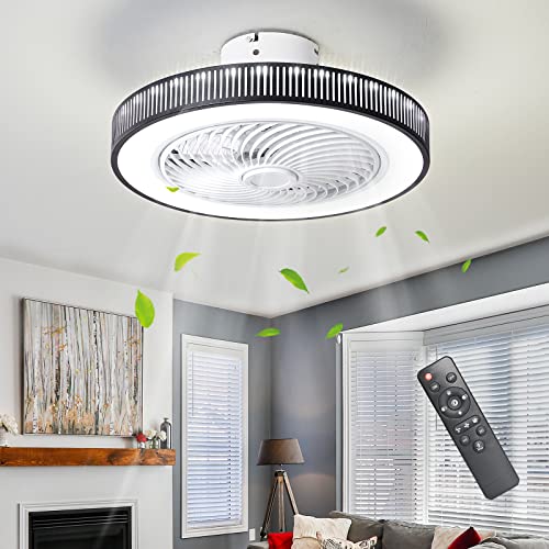 IYUNXI Enclosed Ceiling Fan with Remote 72W Low Profile Ceiling Fans Indoor with Light 20 In 3-Color Dimming Flush Mount Ceiling Fan 7 Blades Kids Room Smart Ceiling Fans Timing 3-Speed Modern Kitchen | The Storepaperoomates Retail Market - Fast Affordable Shopping
