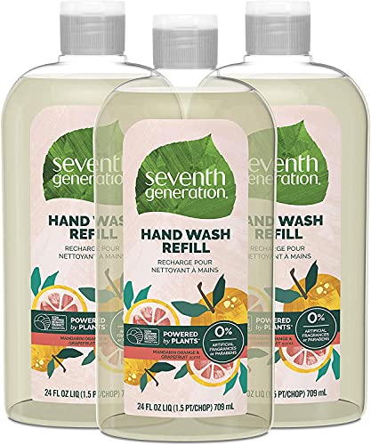 Introducing Amazon Smart Soap Dispenser, automatic 12-oz dispenser with 20-second timer bundle with Seventh Generation Hand Soap Refills Mandarin Orange & Grapefruit, 24 Fl Oz, Pack of 3 | The Storepaperoomates Retail Market - Fast Affordable Shopping