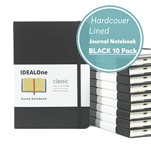 IDEALOne Journal Notebook Lined Classic Hardcover – For Work, Home, School, 5.7 x 8 inches, 160 pages, 100GSM Thick Paper, with Elastic Band Closure and Ribbon Bookmark, Black | The Storepaperoomates Retail Market - Fast Affordable Shopping