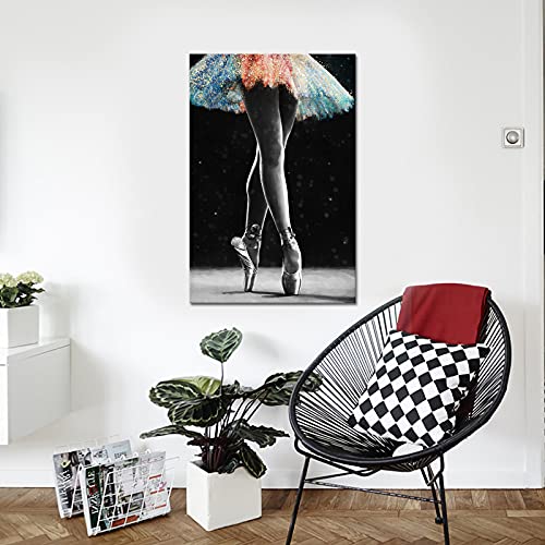 SiMiWOW Girl Dance Canvas Wall Art Ballet Dancer Wall Art Dancer Room Decor Dancing Ballerina Painting Canvas Prints Framed Art Print Ready to Hang Large Living Room Decor | The Storepaperoomates Retail Market - Fast Affordable Shopping