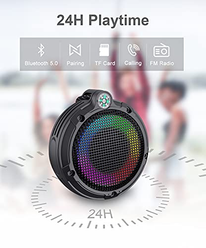 Ortizan Bluetooth Shower Speaker, IPX7 Waterproof Wireless Speaker with LED Light, 8W Loud Sound, 24H Playtime, Floating, Portable Mini Speakers for Kayak, Beach, Biking, Gifts for Men, Women | The Storepaperoomates Retail Market - Fast Affordable Shopping