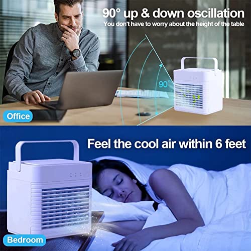 Portable Air Conditioner Fan,Mini Evaporative Air Cooler,Rechargeable USB 4000 mAh Battery,Nano Ice Mist,3 Wind Speeds 3 Cooling Mode Desktop Quiet Swamp Cooler Humidifier for Room Office Tent | The Storepaperoomates Retail Market - Fast Affordable Shopping