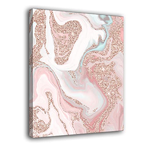 Canvas Wall Art Canvas Prints Wall Decor Posters Artworks Framed Ready To Hang For Home Bedroom Living Room Home Decoration 12″x16″Inch Modern Rose Gold Glitter Coral Gray Pastel Marble
