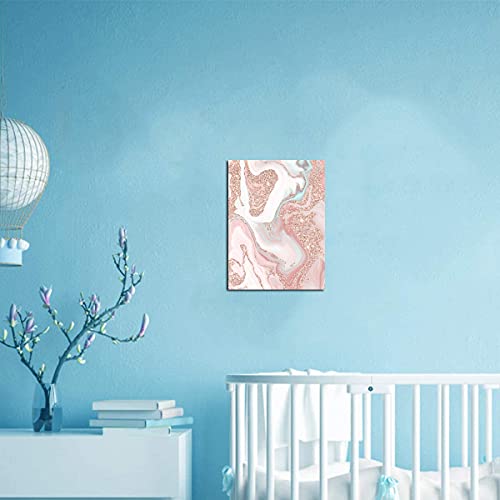 Canvas Wall Art Canvas Prints Wall Decor Posters Artworks Framed Ready To Hang For Home Bedroom Living Room Home Decoration 12″x16″Inch Modern Rose Gold Glitter Coral Gray Pastel Marble | The Storepaperoomates Retail Market - Fast Affordable Shopping