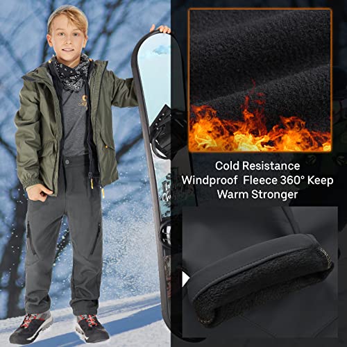 linlon Kids Boys Girls Youth Hiking Cargo Pants Waterproof Outdoor Fleece Lined Soft Shell Snow Pants Insulated Trousers, 9037-Grey-XL | The Storepaperoomates Retail Market - Fast Affordable Shopping