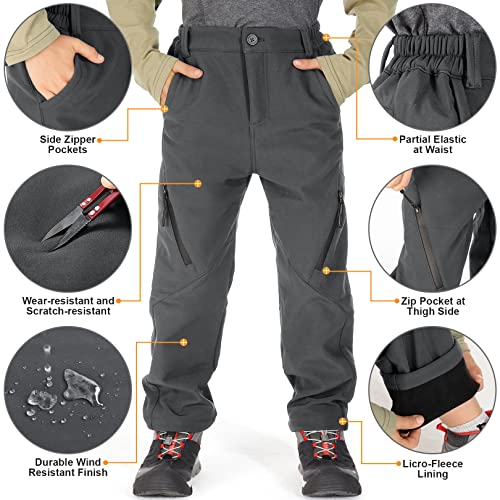 linlon Kids Boys Girls Youth Hiking Cargo Pants Waterproof Outdoor Fleece Lined Soft Shell Snow Pants Insulated Trousers, 9037-Grey-XL | The Storepaperoomates Retail Market - Fast Affordable Shopping
