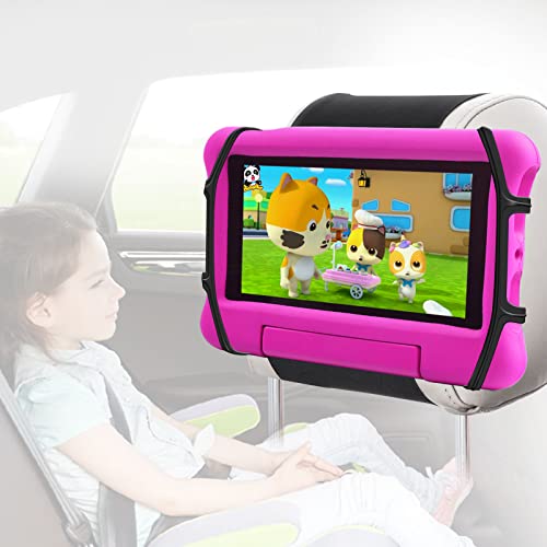 Car Tablet Holder,Car Headrest Mount Holder for Car Back Seat with Silicone Holding Net and Anti-Slip Strap,Angle-Adjustable Fits All 7-10.5’’ Tablets