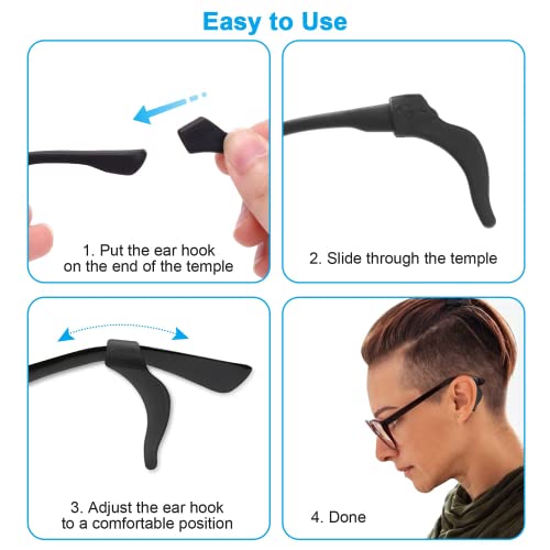 LDCREEE 12 Pairs Eyeglass Ear Grip, Anti-slip Eyeglass Holder, Premium Silicone Ear Hook, Eyeglass Temple Tips Sleeve Retainer for Glasses, Sunglasses （Black, Clear-12 Pairs） | The Storepaperoomates Retail Market - Fast Affordable Shopping