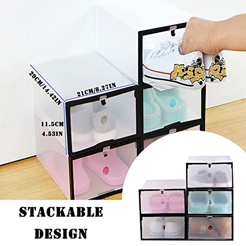 See-Through Folding Shoe Boxes Clear Plastic Stackable 11.4×8.3×4.5 inches, Shoe Storage Organizer Drop Front Door Open 3 Pack, Black | The Storepaperoomates Retail Market - Fast Affordable Shopping