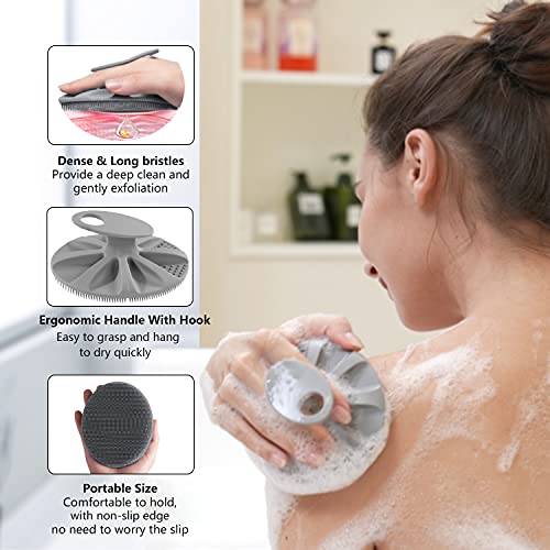 YEADMAL Silicone Body Scrubber Shower Cleansing Brush Pad Bath Exfoliating Soft Bristles SPA Massage Skin Care Tool(Gray) | The Storepaperoomates Retail Market - Fast Affordable Shopping
