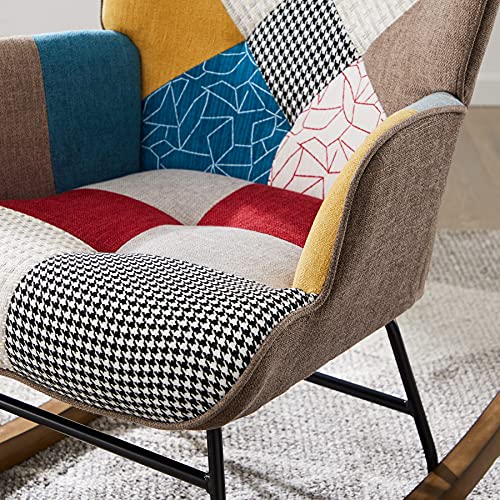 Tribesigns Rocking Chair, Linen Fabric Nap Rocker Chair with Solid Wood Base, Modern Colourful Living Room Accent Rocking Armchair Nursery Chair for Adults Kids Relaxing, Home Bedroom Studio | The Storepaperoomates Retail Market - Fast Affordable Shopping
