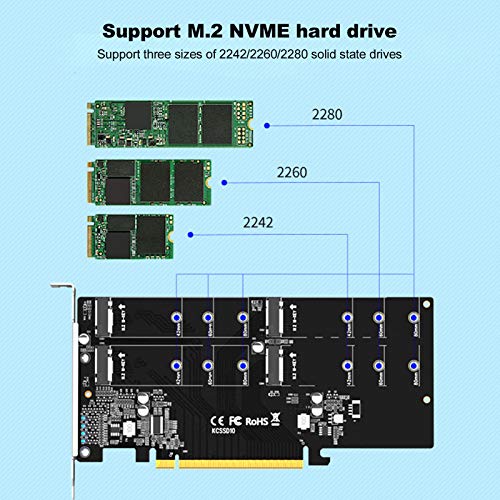 M.2 NVME to PCIe 3.0 x16 Adapter Card, 4Bay Solid State Drive Array Card, KCSSD10 High-Speed SSD Acceleration Expansion Card for win7/8/10 | The Storepaperoomates Retail Market - Fast Affordable Shopping