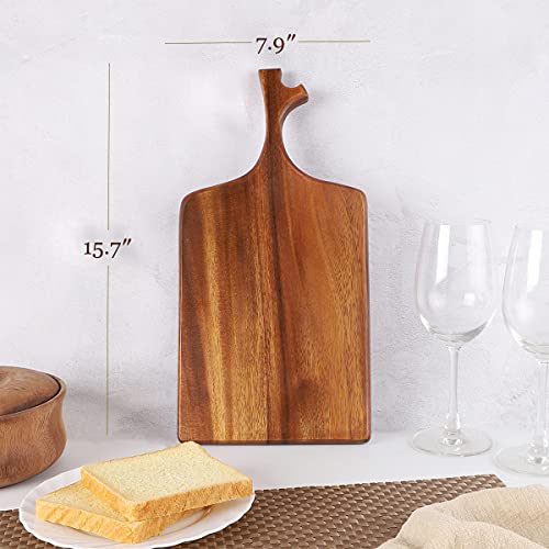 Royalling Acacia Cutting Board with Handle,Wooden Kitchen Chopping Boards for Meat, Cheese, Bread, Vegetables &Fruits (Acacia, 15.7 x 7.9 in) | The Storepaperoomates Retail Market - Fast Affordable Shopping