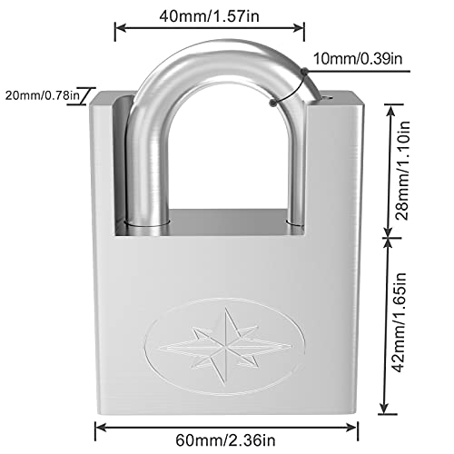 Keyed Padlock, [4 Keys] [ Unique Design] Diyife Heavy Duty Padlock,Outside 60mm Stainless Steel Lock, Waterproof Anti Cut Rust Shutter Key Lock for Places Bad Condition of Weather, Indoor Outdoor Use | The Storepaperoomates Retail Market - Fast Affordable Shopping