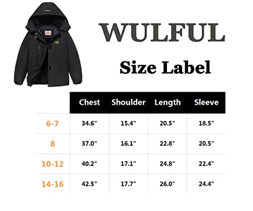 WULFUL Kids Waterproof Ski Jacket Warm Fleece Hooded Winter Snow Coat (Black 8) | The Storepaperoomates Retail Market - Fast Affordable Shopping