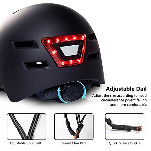 GTSBROS Bike Helmet with USB Rechargeable Lights and Rear LED Light for Urban Commuter Adjustable for Men/Women (Black) | The Storepaperoomates Retail Market - Fast Affordable Shopping