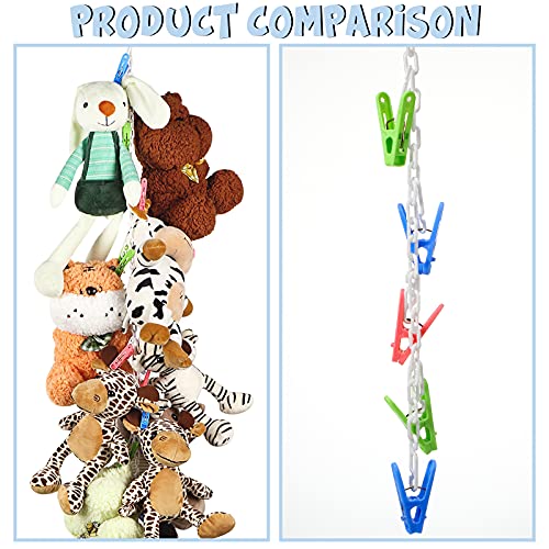 2 Pieces Stuffed Animal Chain Organizer Plastic Toy Storage Chain with 40 Plastic Clips 2 Ceiling Hook 2 Door Hook for Hanging Plush Toys Display | The Storepaperoomates Retail Market - Fast Affordable Shopping