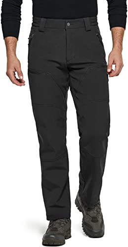 TSLA Men’s Snow Ski Snowboard Waterproof Softshell Cargo Pants, Hiking Fleece Lined Bottoms, 3-Layer Black, 32W x 32L | The Storepaperoomates Retail Market - Fast Affordable Shopping