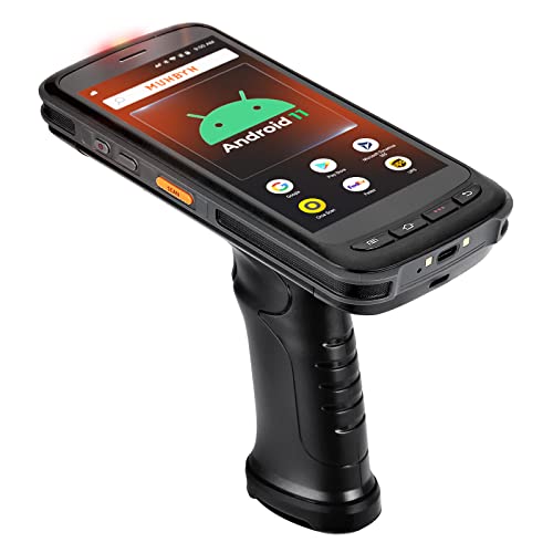 Newest 2023 Android Barcode Scanner MUNBYN Handheld Mobile Computer 1D/2D QR Zebra Scanner with Pistol Grip Android 11 Data Terminal IP65 Rugged PDA 4G Wi-Fi GPS BT 8000mAh Battery for WMS Management