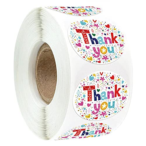 Almiao Thank You Stickers Roll, 1.5 Inches 500PCs Round Thank You Stickers Label (Watercolor-1)