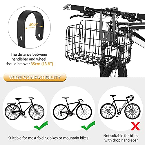Folding Bike Basket, Steel Bicycle Basket with Bells, Removable Front Bag Rear Rack Hanging Bicycle Basket, Bike Baskets for Women’s and Men’s, Mountain Bike Accessories Bike Frame Basket 1 Pack | The Storepaperoomates Retail Market - Fast Affordable Shopping