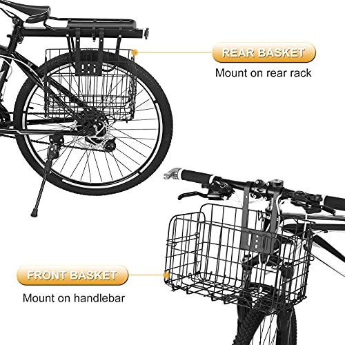 Folding Bike Basket, Steel Bicycle Basket with Bells, Removable Front Bag Rear Rack Hanging Bicycle Basket, Bike Baskets for Women’s and Men’s, Mountain Bike Accessories Bike Frame Basket 1 Pack | The Storepaperoomates Retail Market - Fast Affordable Shopping