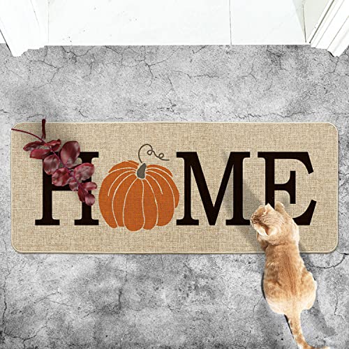 Artoid Mode Home Pumpkin Decorative Doormat, Seasonal Fall Harvest Vintage Thanksgiving Low-Profile Floor Mat Switch Mat for Indoor Outdoor 17 x 47 Inch | The Storepaperoomates Retail Market - Fast Affordable Shopping