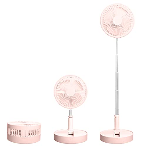 JATONR Portable Foldable Table Fan Mini Foldaway Floor Fan USB Cordless Standing Pedestal Fan Portable for Home Office Outdoor Camping Tent Travel (pink) | The Storepaperoomates Retail Market - Fast Affordable Shopping