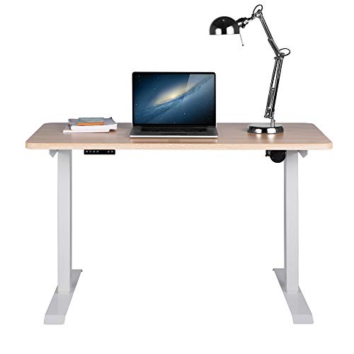 MasBekTe Adjustable Table 47.24x 23.62 Inches Height Adjustable Computer Desk with Memory Presets Button Sit to Stand Desk Home Office Electric Standing Desk (Light Wood Grain+ White Frame) | The Storepaperoomates Retail Market - Fast Affordable Shopping