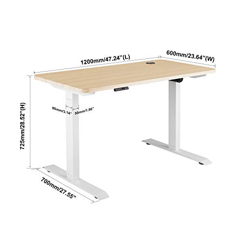 MasBekTe Adjustable Table 47.24x 23.62 Inches Height Adjustable Computer Desk with Memory Presets Button Sit to Stand Desk Home Office Electric Standing Desk (Light Wood Grain+ White Frame) | The Storepaperoomates Retail Market - Fast Affordable Shopping