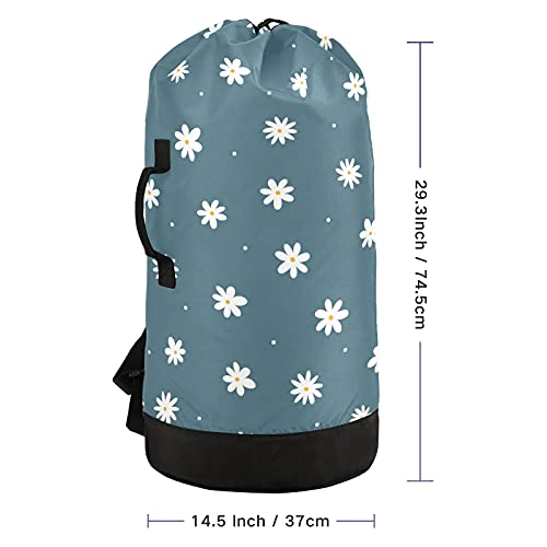 Flower Cute Laundry Bag Backpack with Shoulder Straps Daisy Dirty Clothes Organizer Extra Large Heavy Duty for Camp College Dorm Room Essentials for Girls | The Storepaperoomates Retail Market - Fast Affordable Shopping