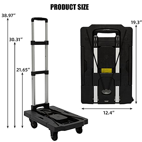 Hxeredue Folding Hand Truck,5-Wheel Folding Trolley TPR Wheel 360° Rotating Dolly Push Cart, Maximum Weight Capacity 330 LB Folding Hand Dolly for Moving,Warehouse,Cargo Handling, Home Office | The Storepaperoomates Retail Market - Fast Affordable Shopping