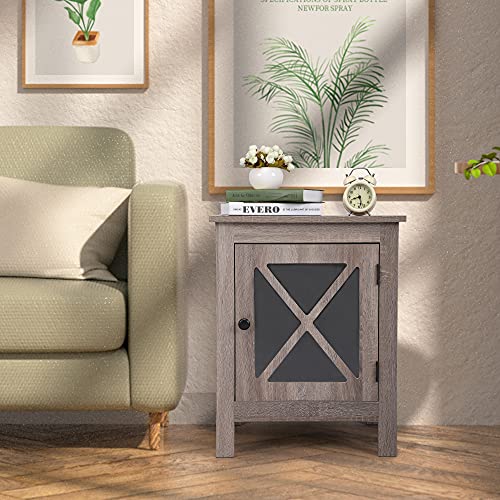 JAXPETY Set of 2 Modern Wood Nightstand, Bedside Table with X-Design Glass Door, Bedside Furniture, Night Stand, End Table, Side Table with Rustic Style for Home Bedroom(2-Pack, Rustic Brown) | The Storepaperoomates Retail Market - Fast Affordable Shopping