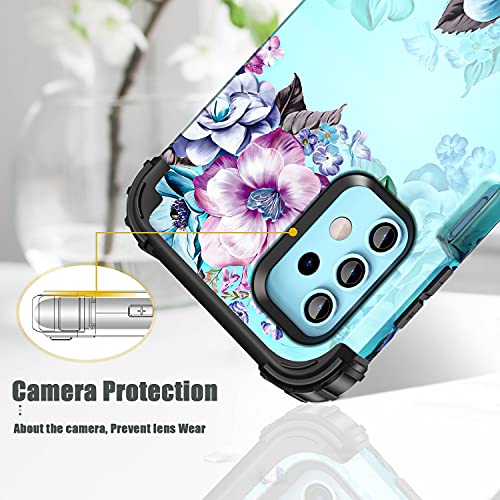 Casetego Compatible with Galaxy A32 5G Case,Galaxy A12 Case,Floral Three Layer Heavy Duty Sturdy Shockproof Full Body Protective Cover Case for Samsung Galaxy A32 5G and A12,Blue Flower | The Storepaperoomates Retail Market - Fast Affordable Shopping