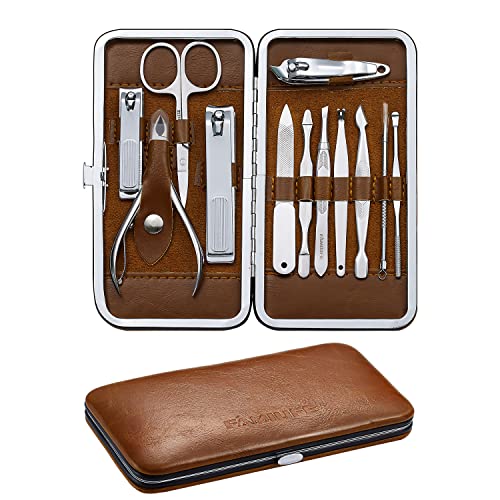 Manicure Set FAMILIFE Manicure Kit Pedicure Kit Nail Clippers Set 12pcs Mens Grooming Kit Men Manicure Set Professional Nail Care Nail Set Travel Nail Kit Stainless Steel Brown Leather Case Mens Gifts | The Storepaperoomates Retail Market - Fast Affordable Shopping