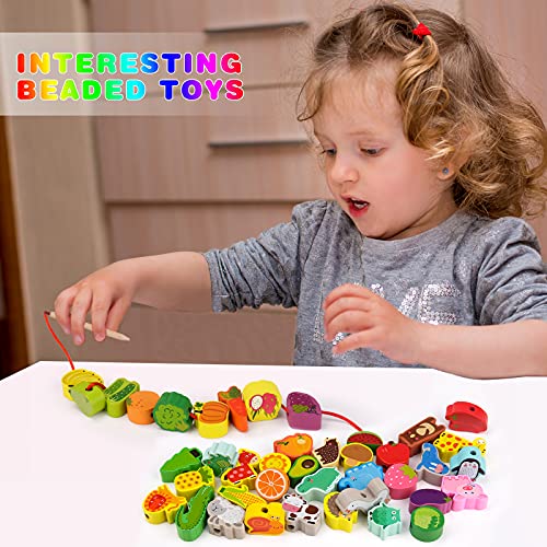 Toys for 2 3 4 Year Old Girls Boys, Toddlers Montessori Wooden Toy Gifts for 18-36 Month Old Babies Kids Educational Learning Threading Toy for Toddler Boy Girl Gift Age 1-4 Child Birthday Present | The Storepaperoomates Retail Market - Fast Affordable Shopping