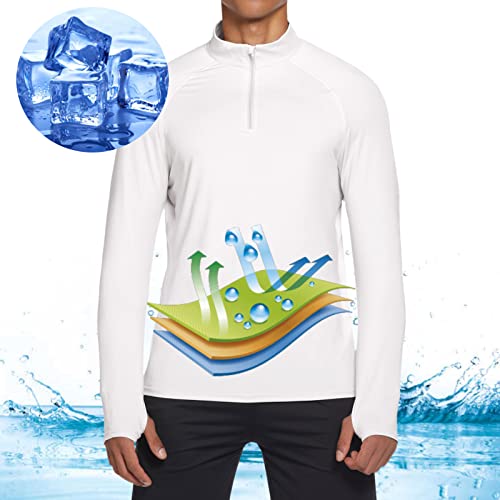 Deyeek Men’s 1/4 Zip Pullover Long Sleeve UPF 50+ Sun Protection Lightweight Running Golf Hiking Fishing Sports Polo Shirt White | The Storepaperoomates Retail Market - Fast Affordable Shopping