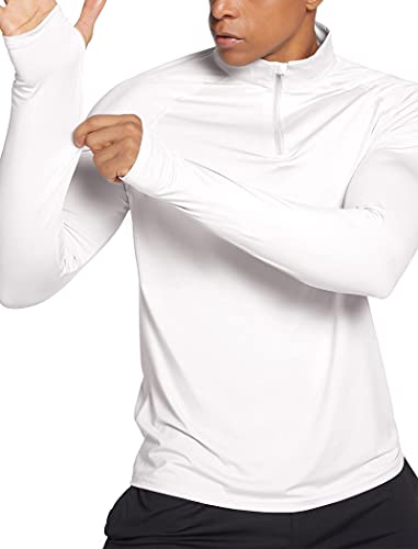 Deyeek Men’s 1/4 Zip Pullover Long Sleeve UPF 50+ Sun Protection Lightweight Running Golf Hiking Fishing Sports Polo Shirt White | The Storepaperoomates Retail Market - Fast Affordable Shopping