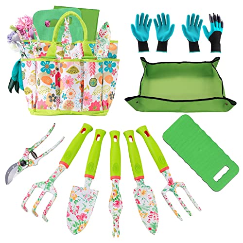 PUELDU Garden Tool Set,6 Pcs Heavy Duty Hand Tool Kit with Storage Tote,Transplanting Mat,Kneeling Pad,Digging Claw Gardening Gloves,Gardening Gifts for Women/Parent | The Storepaperoomates Retail Market - Fast Affordable Shopping