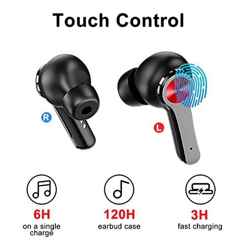 antfire True Wireless Earbuds, Bluetooth Headphones with Microphone Large Capacity Charging Case Long Playtime Design Touch Control in-Ear Headphones Stereo Sound Earphones Headset (Black) | The Storepaperoomates Retail Market - Fast Affordable Shopping