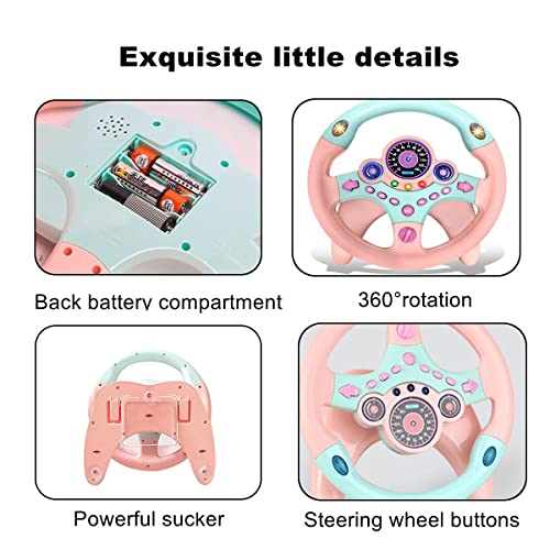 XHSP Steering Wheel Toy with Lights Music, Simulated Driving for Toddlers Pretend Play Toy Adsorption Driving Wheel for Kids (Style 1) | The Storepaperoomates Retail Market - Fast Affordable Shopping